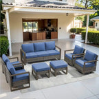 Outdoor Sofa Club Chair, Swivel Chair with Ottoman and Table - Grey