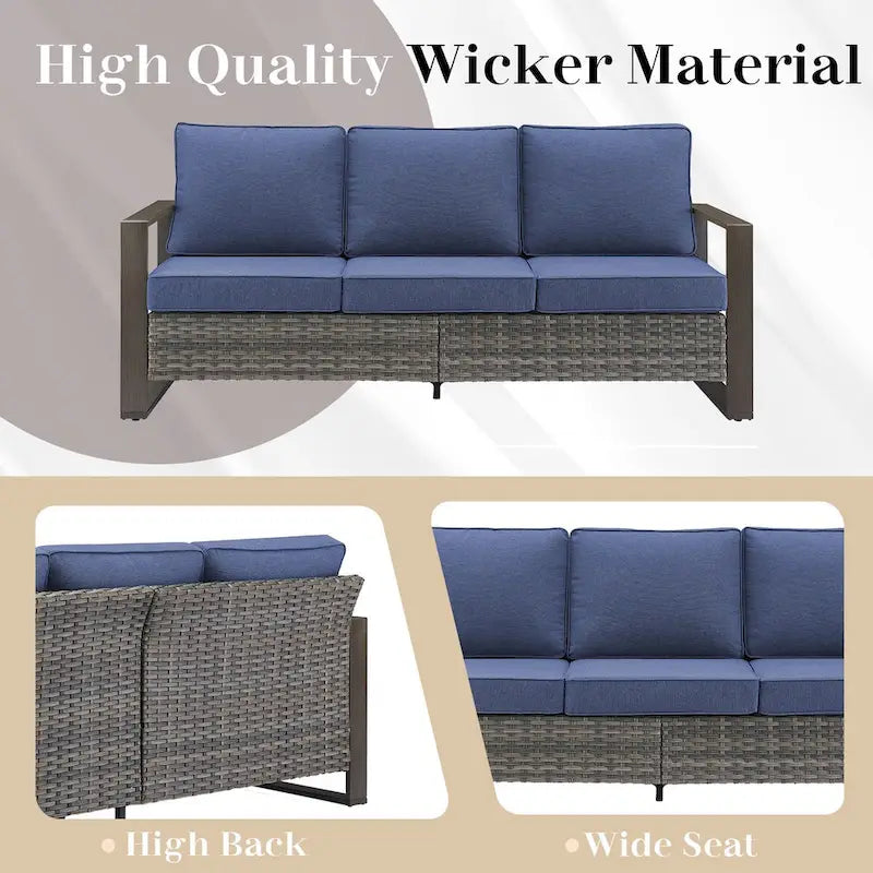 Outdoor Sofa Club Chair, Swivel Chair with Ottoman and Table - Grey
