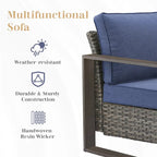 Outdoor Sofa Club Chair, Swivel Chair with Ottoman and Table - Grey