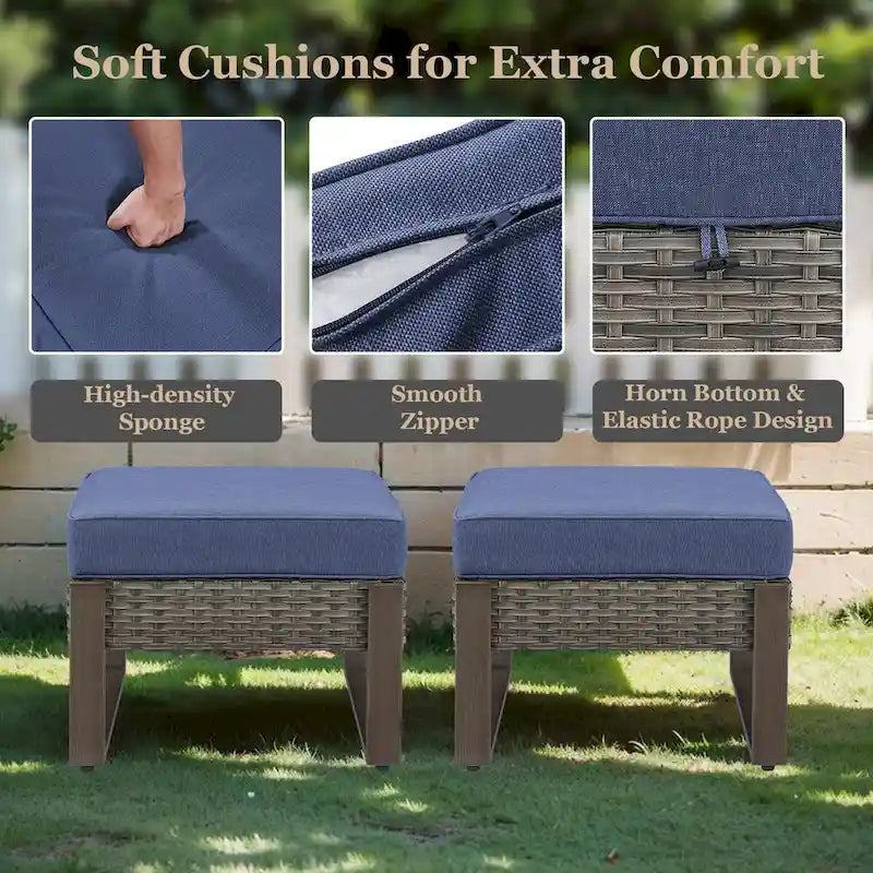 Outdoor Sofa Club Chair, Swivel Chair with Ottoman and Table - Grey
