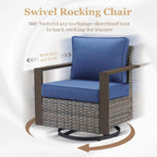 Outdoor Sofa Club Chair, Swivel Chair with Ottoman and Table - Grey