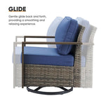 Outdoor Sofa Club Chair, Swivel Chair with Ottoman and Table - Grey