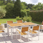 Outdoor Aluminum Dining Table 6-Person Patio Expandable Table