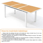 Outdoor Aluminum Dining Table 6-Person Patio Expandable Table