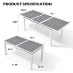 Outdoor Aluminum Dining Table 6-Person Patio Expandable Table