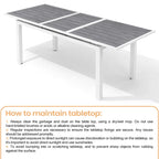 Outdoor Aluminum Dining Table 6-Person Patio Expandable Table