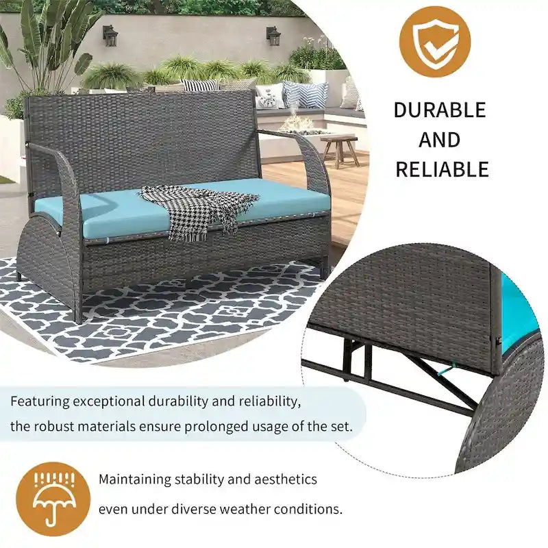 Outdoor Loveseat and Convertible to Four Seats and a Table