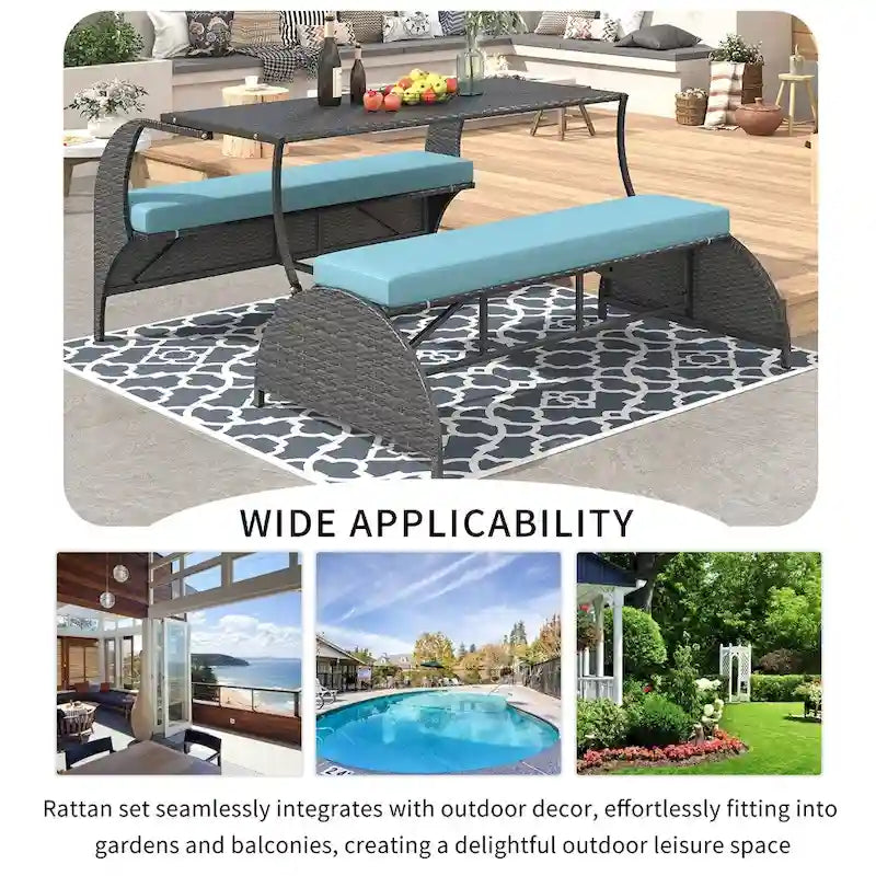 Outdoor Loveseat and Convertible to Four Seats and a Table