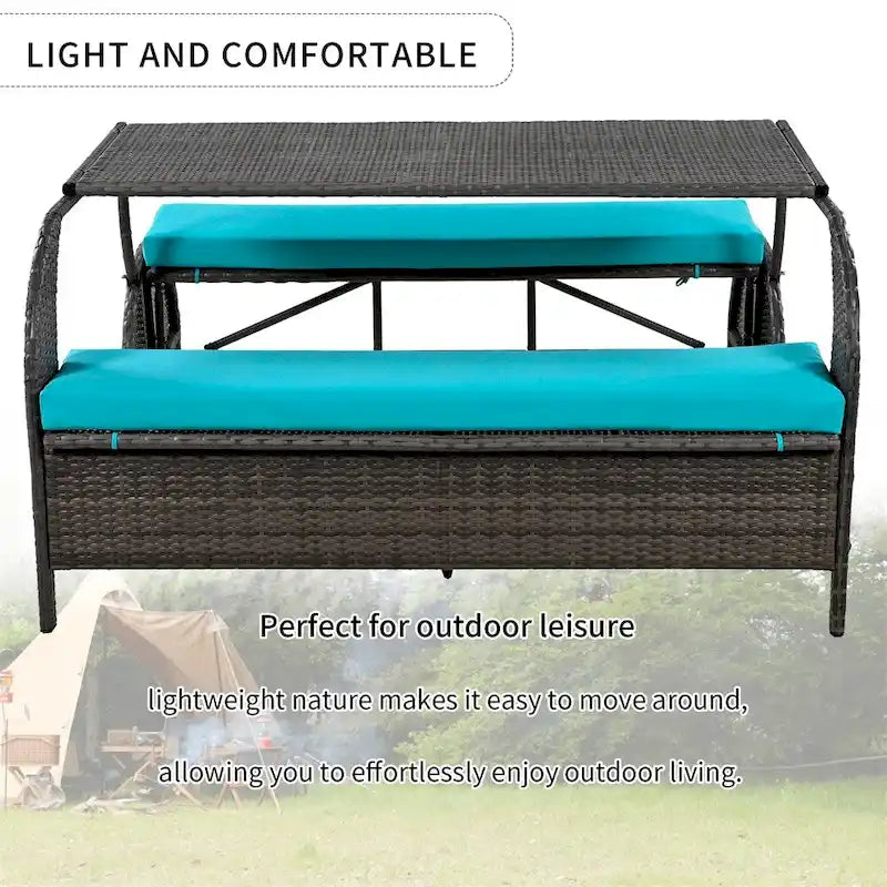 Outdoor Loveseat and Convertible to Four Seats and a Table