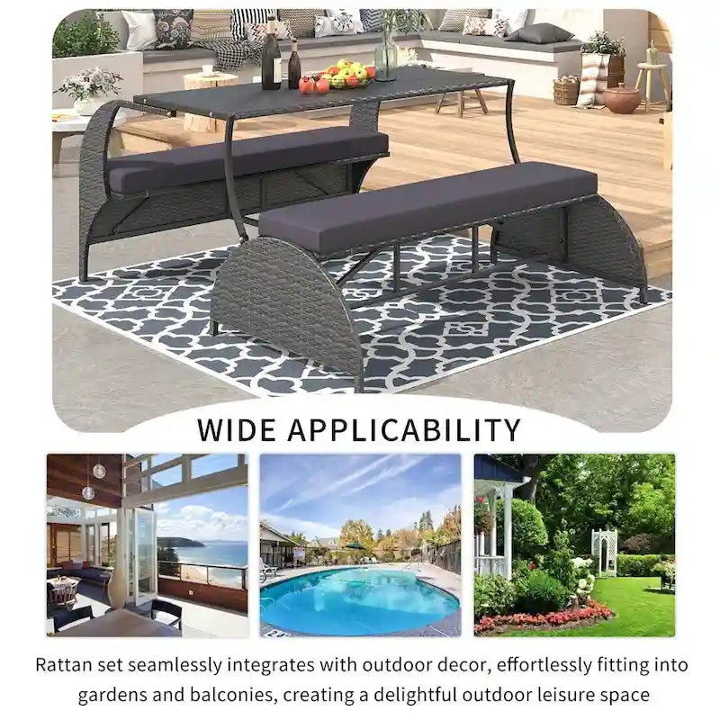 Outdoor Loveseat and Convertible to Four Seats and a Table