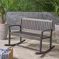 Patio Acacia Wood Rocking Loveseat