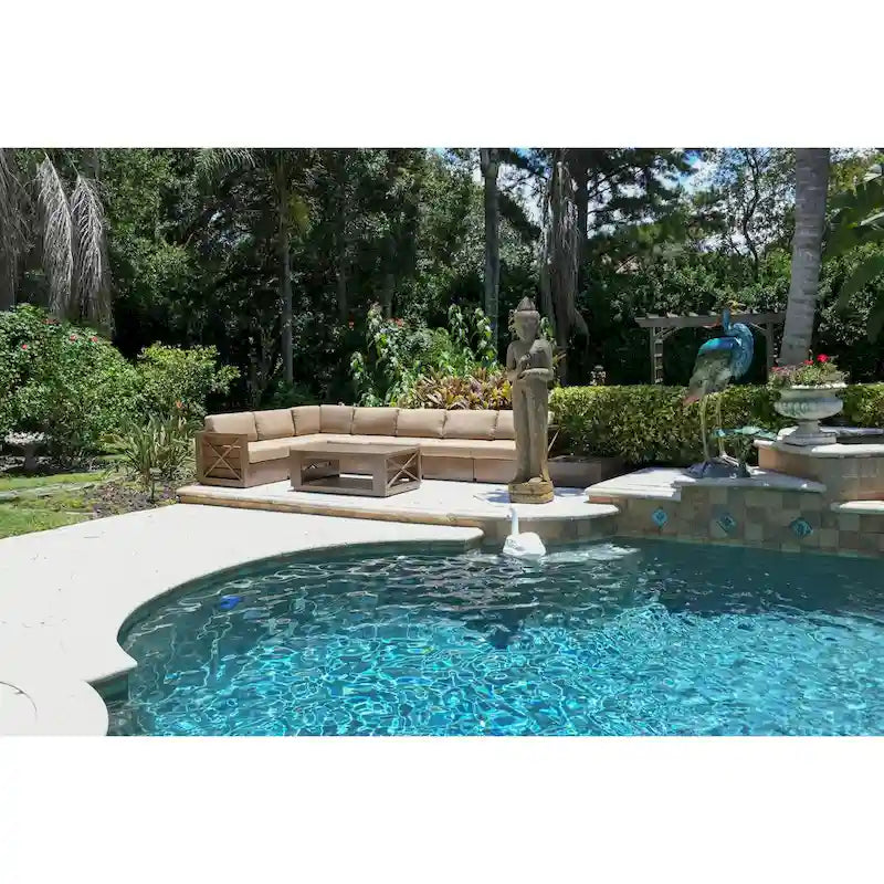 Modern Rustic Patio Backyard Deep Seating Conversation Sectional with Coffee Table and End Tables Set of 10