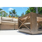 Modern Rustic Patio Backyard Deep Seating Conversation Sectional with Coffee Table and End Tables Set of 10