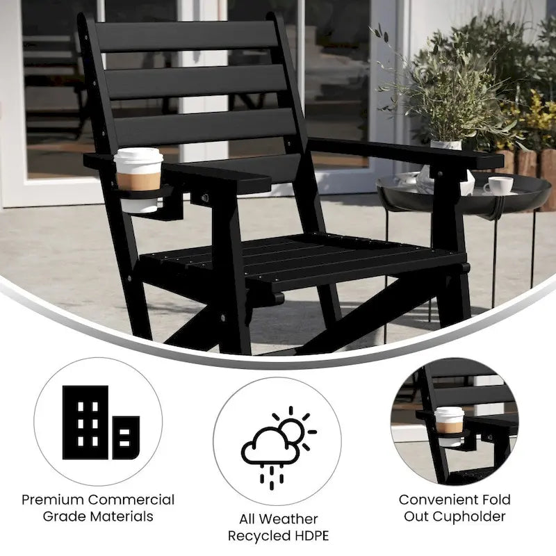 Indoor-Outdoor Adirondack Style Dining Chair with Fold Out Cupholder
