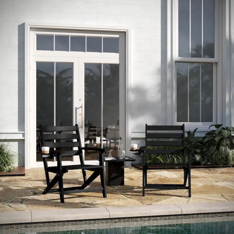 Indoor-Outdoor Adirondack Style Dining Chair with Fold Out Cupholder