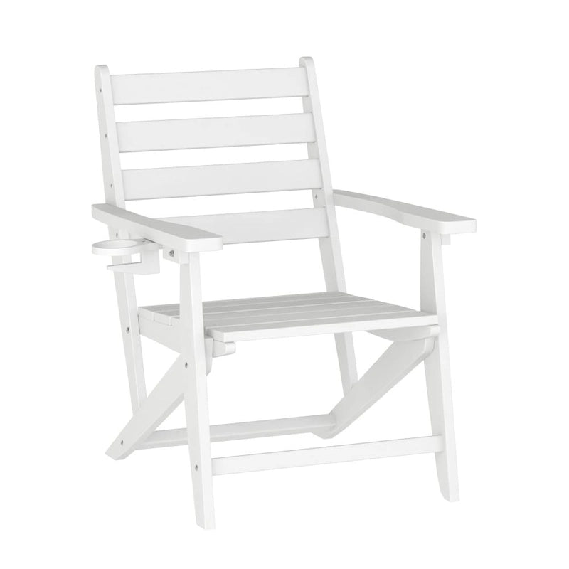Indoor-Outdoor Adirondack Style Dining Chair with Fold Out Cupholder