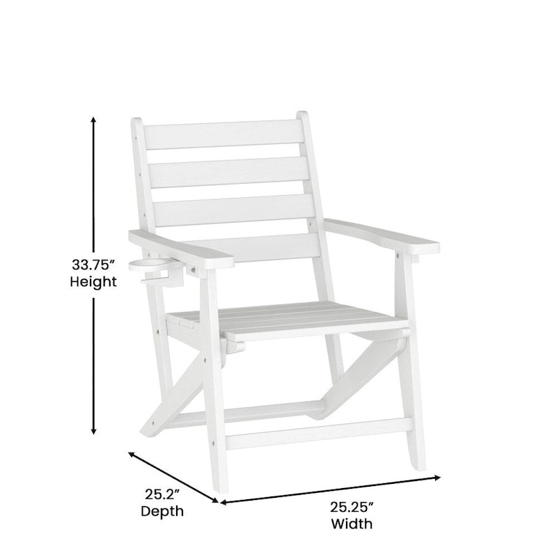 Indoor-Outdoor Adirondack Style Dining Chair with Fold Out Cupholder