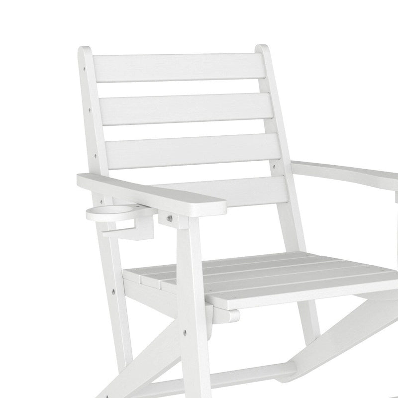 Indoor-Outdoor Adirondack Style Dining Chair with Fold Out Cupholder