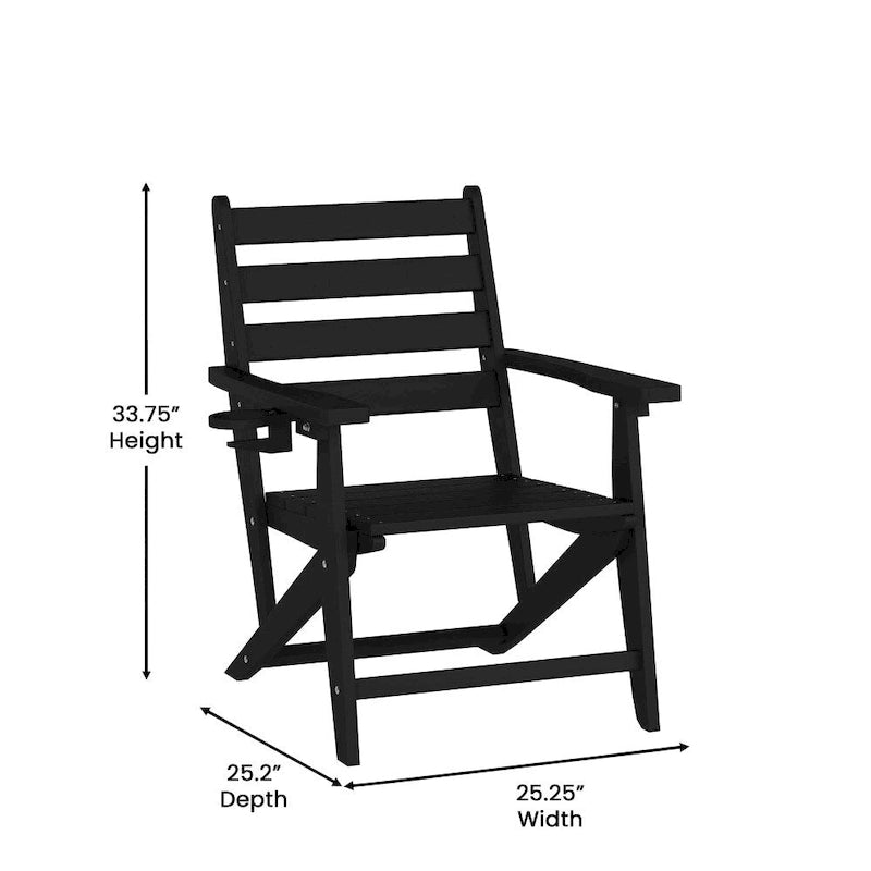 Indoor-Outdoor Adirondack Style Dining Chair with Fold Out Cupholder