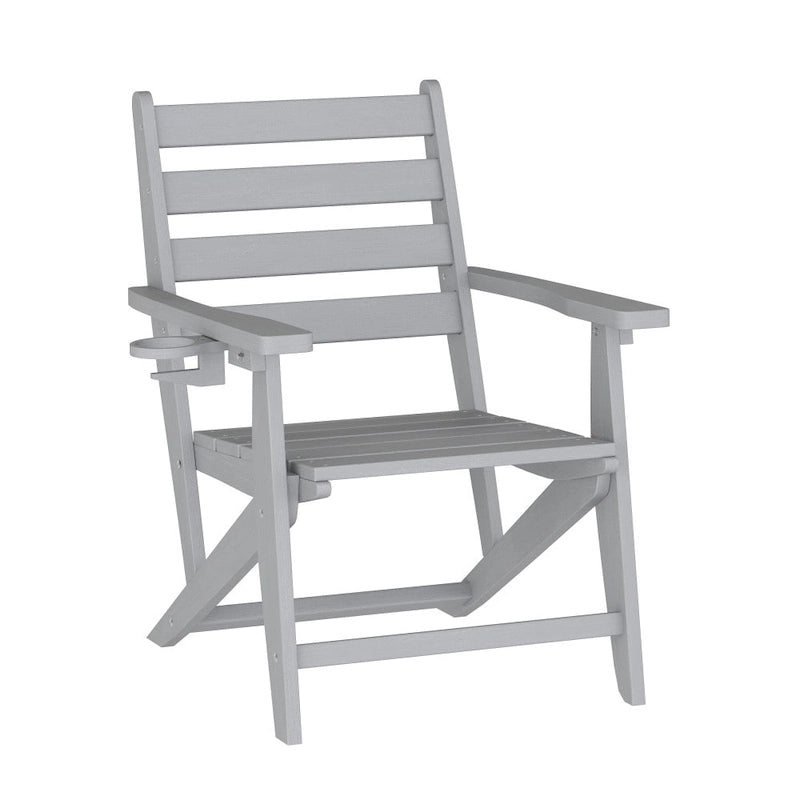 Indoor-Outdoor Adirondack Style Dining Chair with Fold Out Cupholder