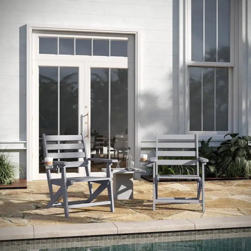 Indoor-Outdoor Adirondack Style Dining Chair with Fold Out Cupholder