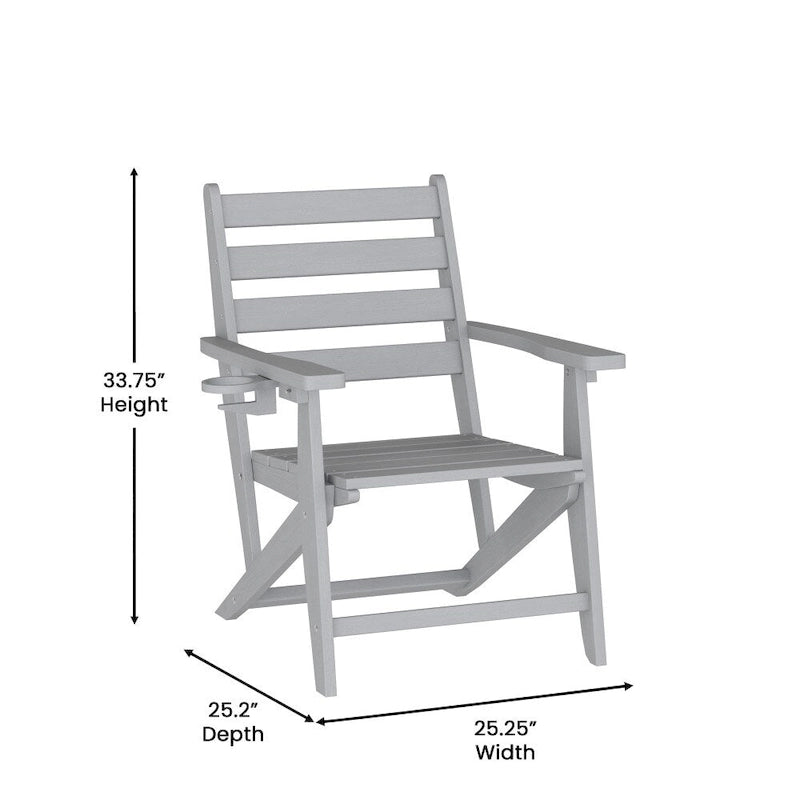 Indoor-Outdoor Adirondack Style Dining Chair with Fold Out Cupholder