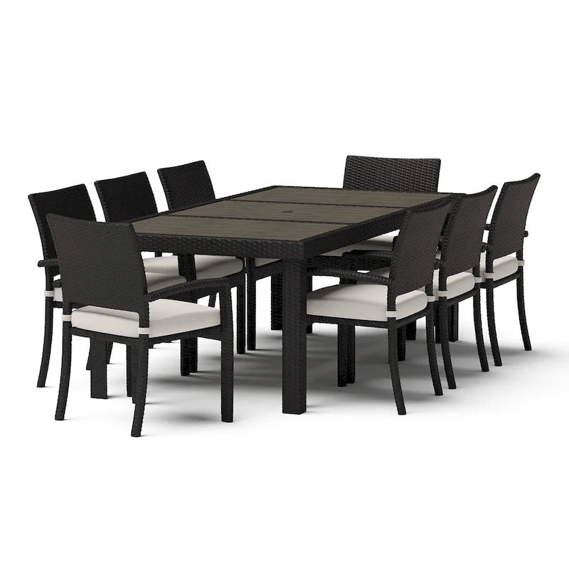 Portofino Comfort 14 Piece Sunbrella Outdoor Patio Sectional Seating & Dining Set With Fire Table