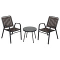 Patio Bistro Table Set with 2 Stackable Patio Dining Chairs and 1 Glass Table - N/A