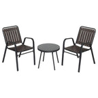 Patio Bistro Table Set with 2 Stackable Patio Dining Chairs and 1 Glass Table - N/A