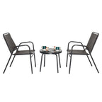Patio Bistro Table with Stackable Dining Chairs and Glass Table