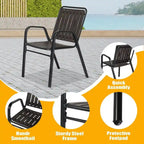 Patio Bistro Table with Stackable Dining Chairs and Glass Table