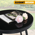 Patio Bistro Table with Stackable Dining Chairs and Glass Table