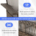 Patio Rattan Sofa Glider Chair Ottoman Set - Brown