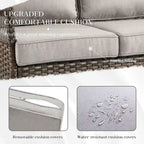 Patio Rattan Sofa Glider Chair Ottoman Set - Brown