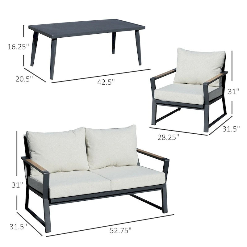 Patio Furniture Aluminum Conversation Outdoor Garden Sofa