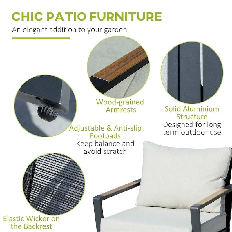 Patio Furniture Aluminum Conversation Outdoor Garden Sofa