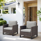 Outdoor Chair and Ottoman with Side Table - Brown