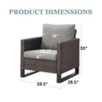 Outdoor Chair and Ottoman with Side Table - Brown