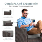 Outdoor Chair and Ottoman with Side Table - Brown