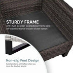 Outdoor Chair and Ottoman with Side Table - Brown