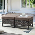 Outdoor Chair and Ottoman with Side Table - Brown