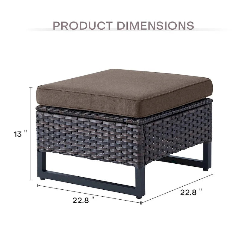 Outdoor Chair and Ottoman with Side Table - Brown