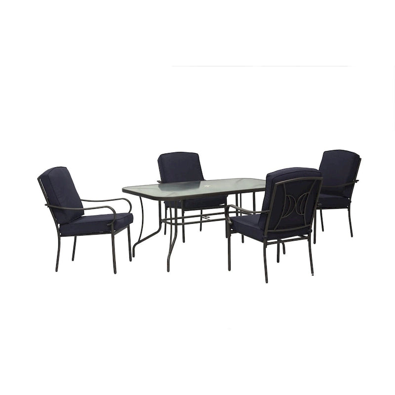 Augusta 5 Piece Outdoor Patio Dining Set with Rectangular Table