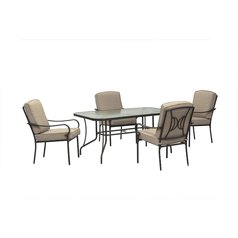 Augusta 5 Piece Outdoor Patio Dining Set with Rectangular Table