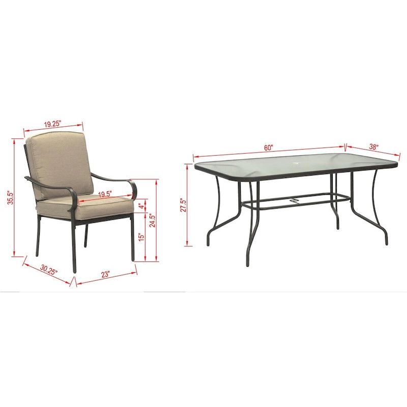 Augusta Outdoor Patio Dining with Rectangular Table