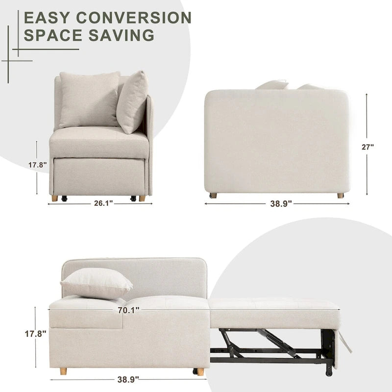 Daybed Sofa Chair wth Adjustable 3-level backrest