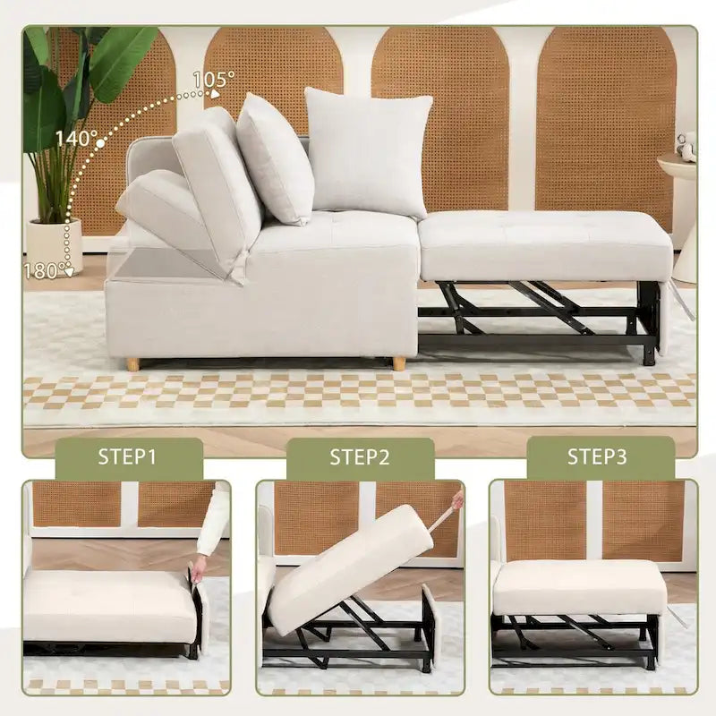 Daybed Sofa Chair wth Adjustable 3-level backrest