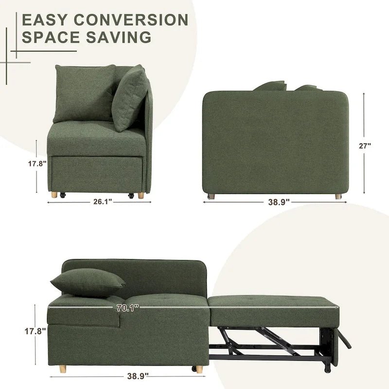Daybed Sofa Chair wth Adjustable 3-level backrest