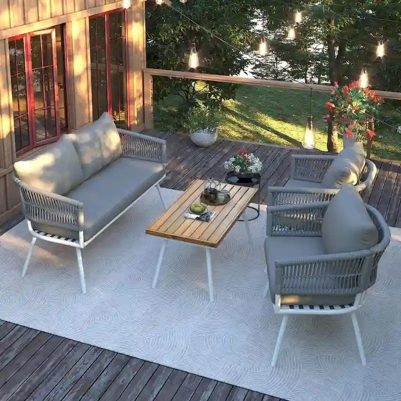 Boho Rope Patio Furniture for 4