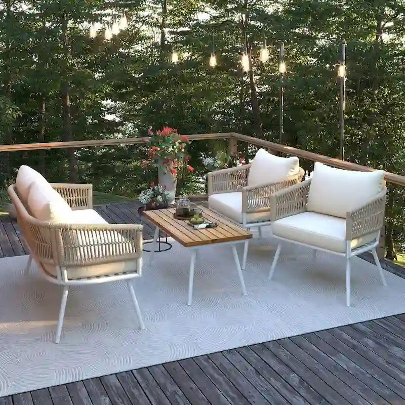 Boho Rope Patio Furniture for 4